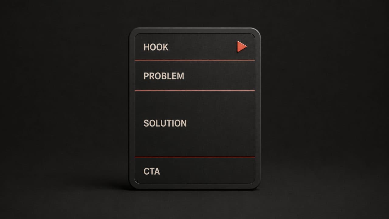 The four-part explainer video script structure showing hook, problem, solution, and call to action sections