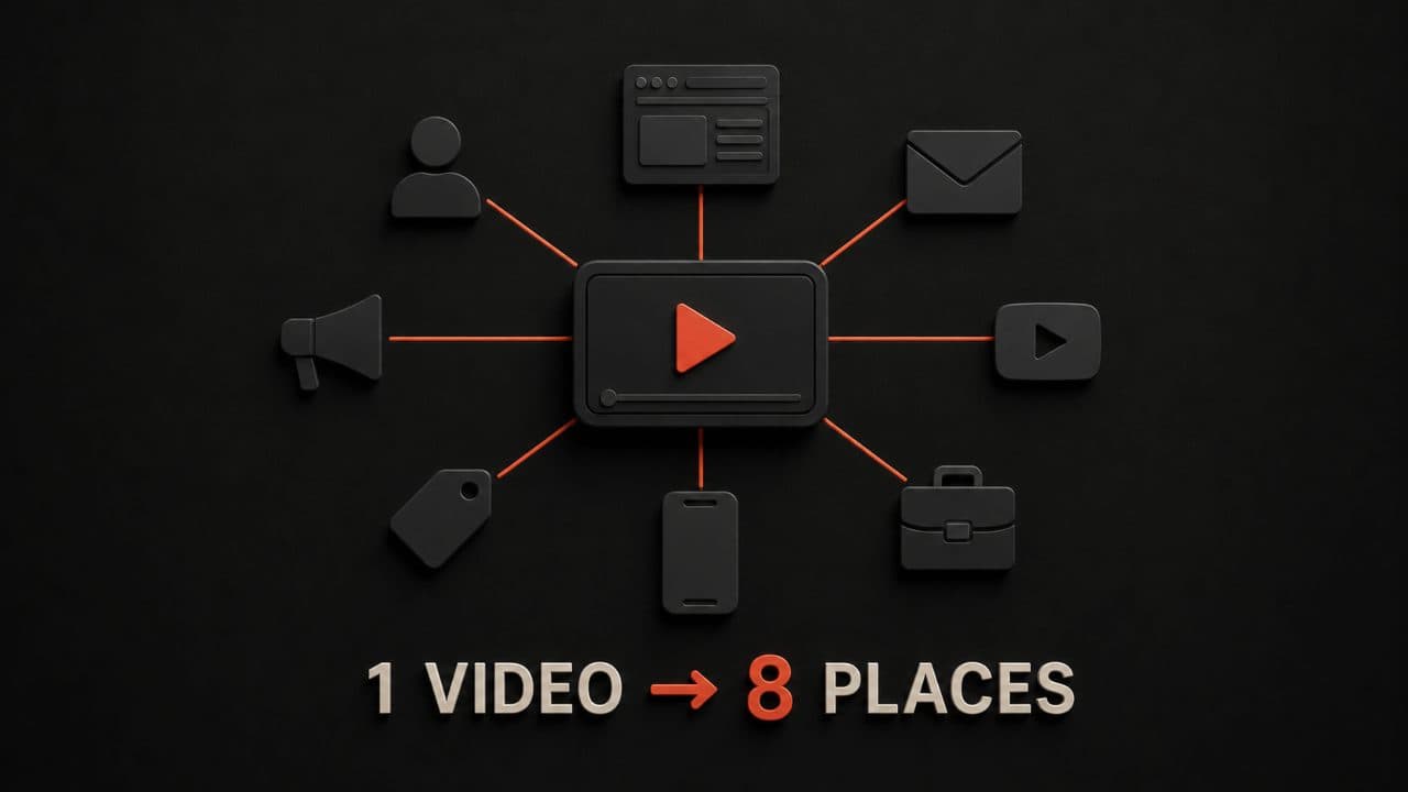 One explainer video distributed across eight channels from website to email to ads to onboarding