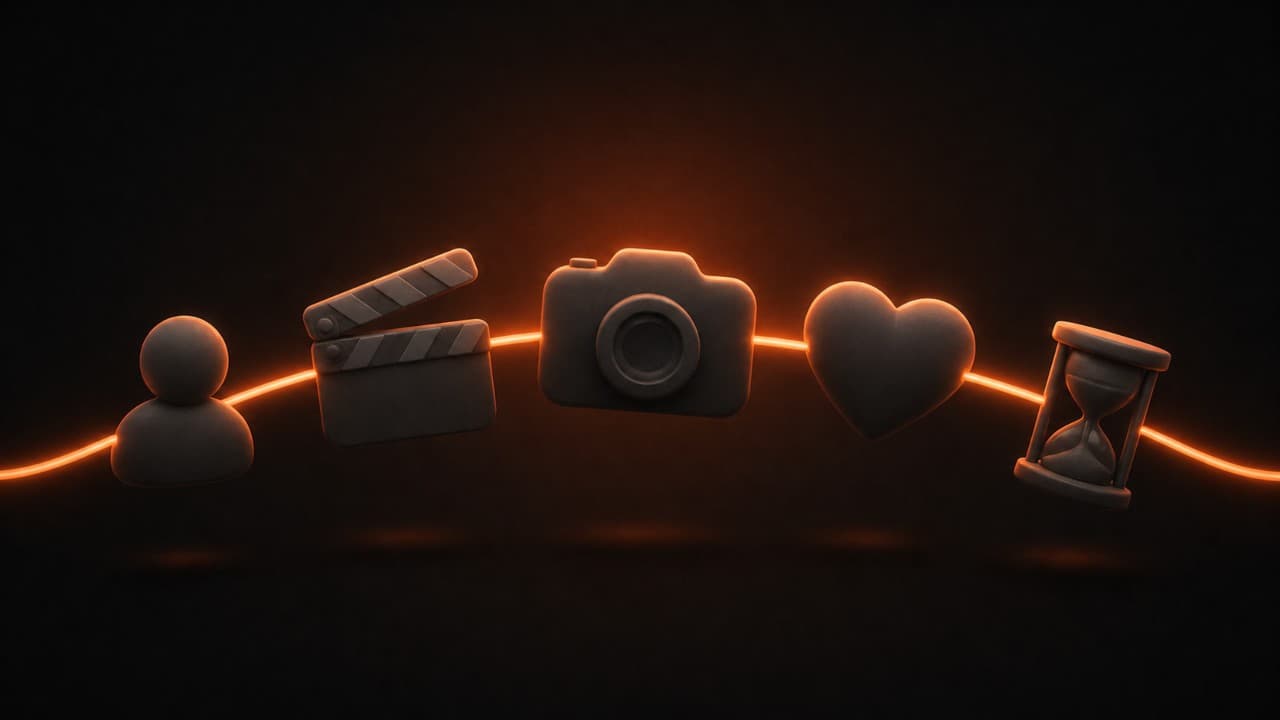 Five soft 3D pill-shaped capsules in a gentle arc, each subtly distinct in size, connected by a flowing coral accent line — representing the five formula elements