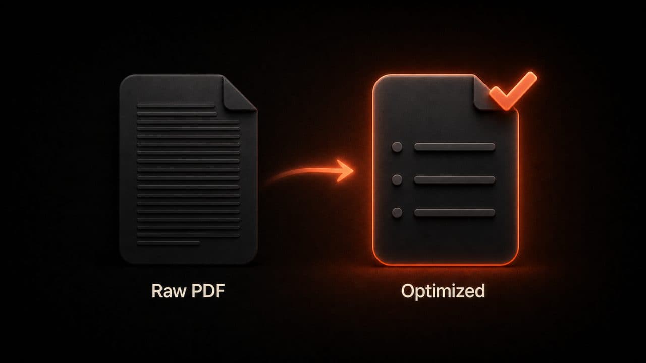 Before and after comparison showing a raw PDF optimized for better video conversion results