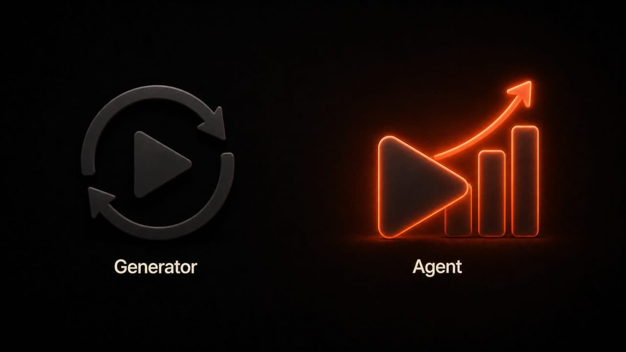 A generator stuck in a loop versus an agent that learns and improves over time