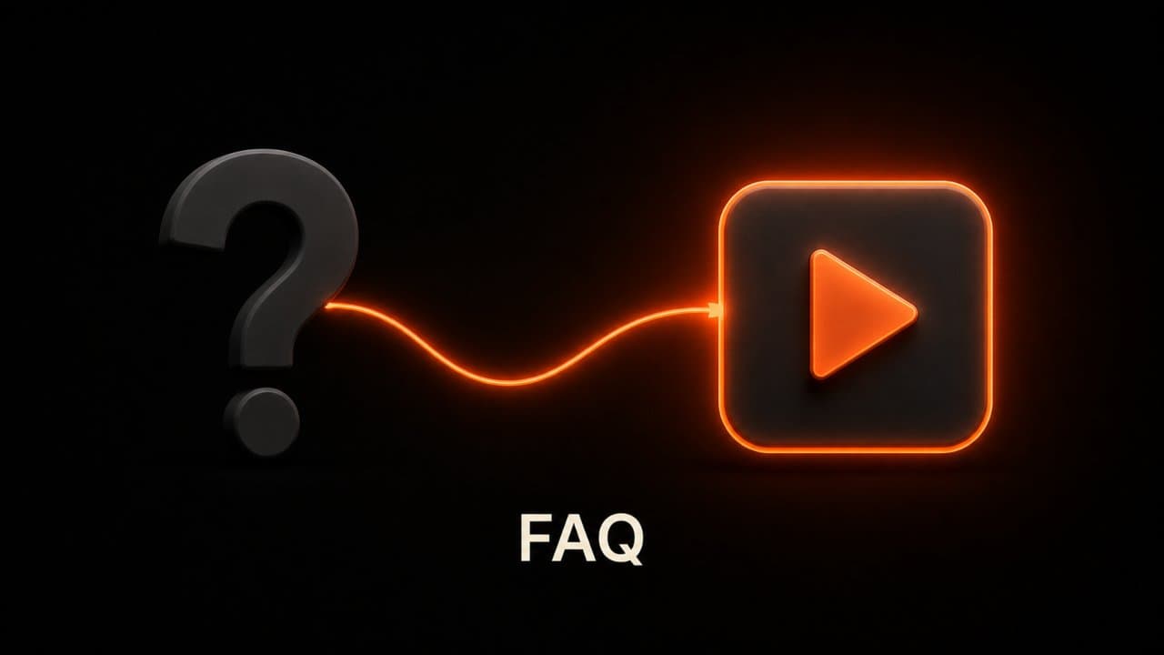 A question mark converting into a video answer for legal FAQ content