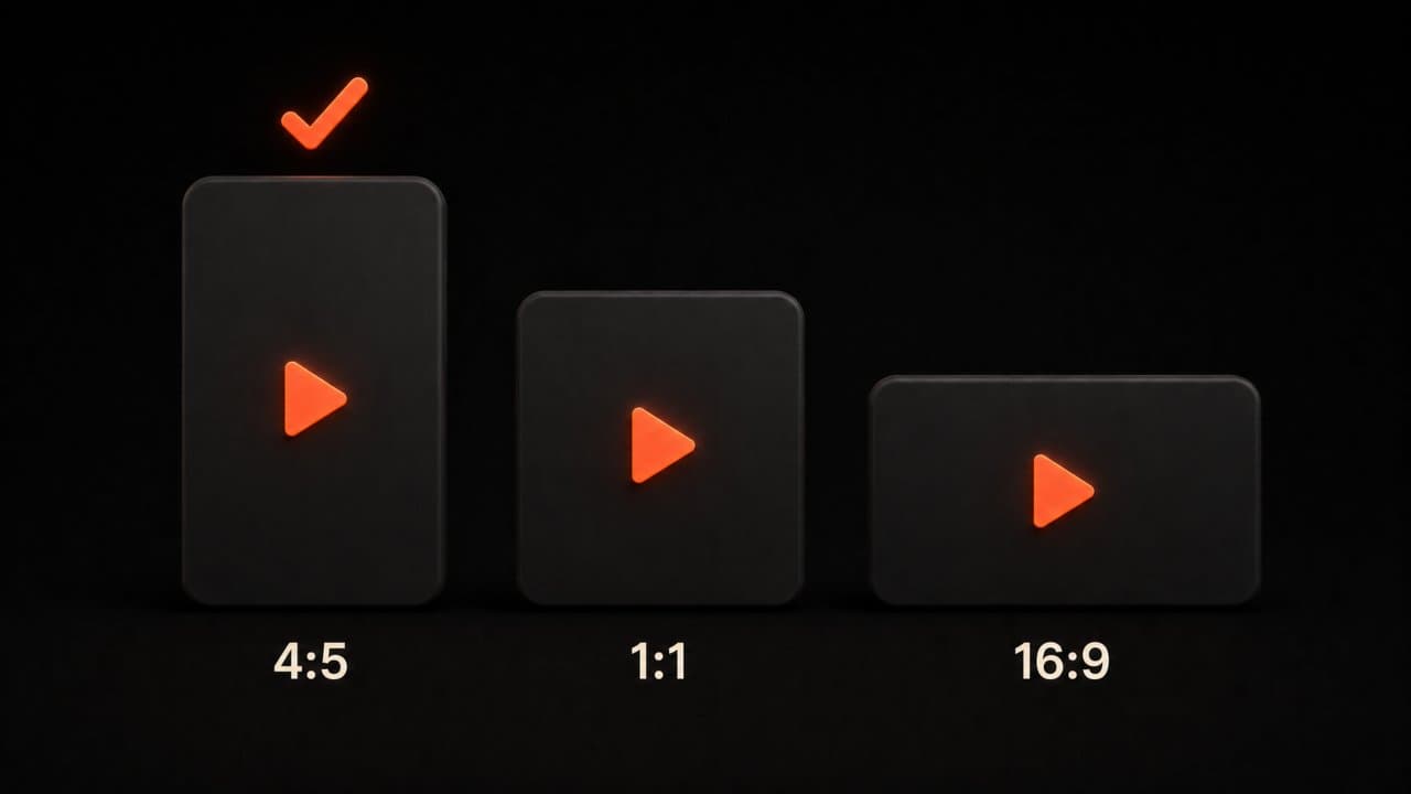 Three video aspect ratios with the vertical four-by-five format highlighted as best for LinkedIn mobile viewing