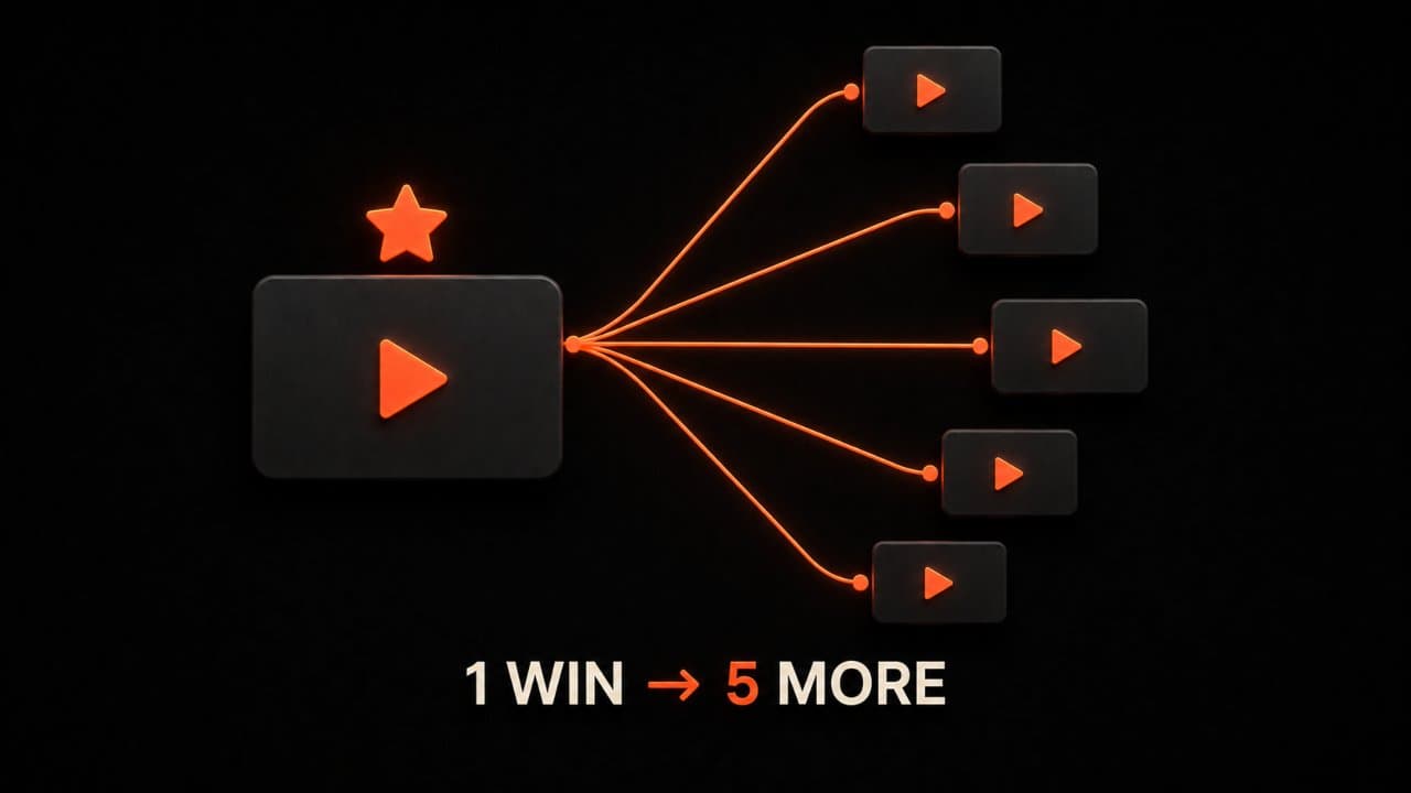 One top-performing video spawning five content variations for maximum reach